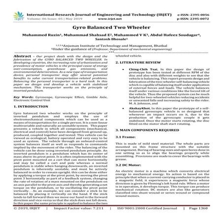 IRJET- Gyro Balanced Two Wheeler