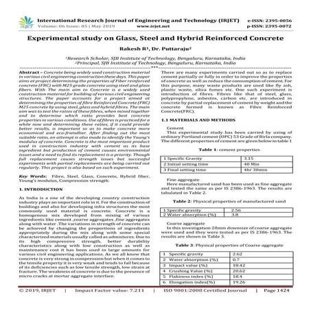 IRJET- Experimental Study on Glass, Steel and Hybrid Reinforced Concrete