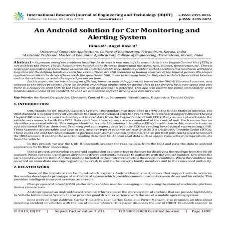 IRJET- An Android Solution for Car Monitoring and Alerting System