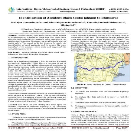 IRJET- Identification of Accident Black Spots: Jalgaon To Bhusawal