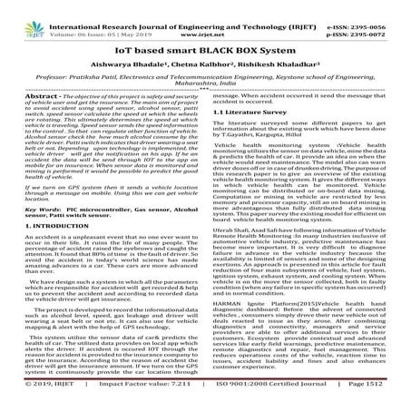 IRJET- IoT based Smart BLACK BOX System