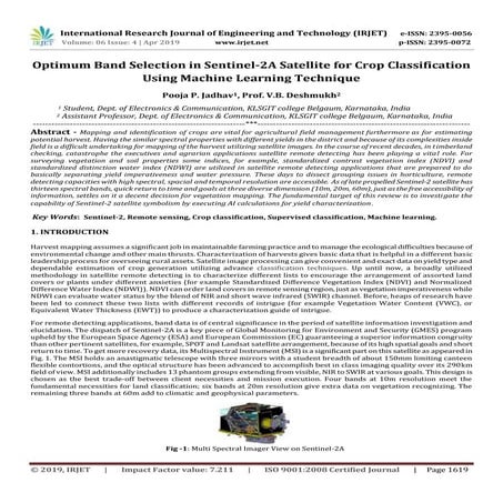 IRJET- Optimum Band Selection in Sentinel-2A Satellite for Crop Classificatio...