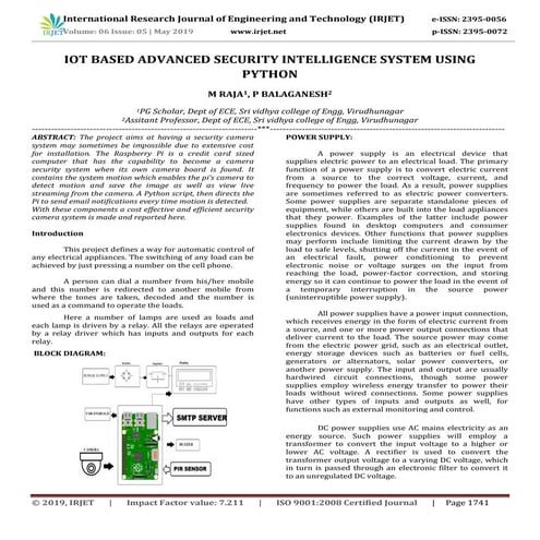 IRJET- IoT based Advanced Security Intelligence System using Python | PDF