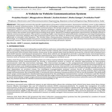 IRJET-  	  A Vehicle to Vehicle Communication System