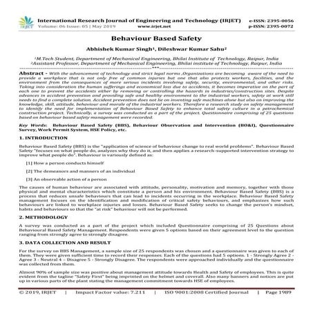 IRJET- Behaviour based Safety