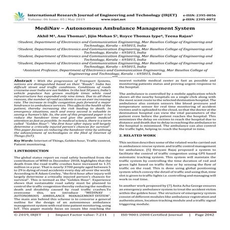 IRJET-  	  Medinav – Autonomous Ambulance Management System