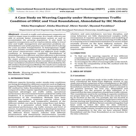 IRJET- A Case Study on Weaving Capacity Under Heterogeneous Traffic Condition...