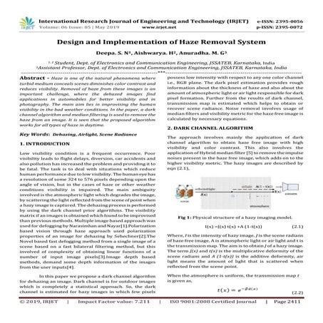 IRJET-Design and Implementation of Haze Removal System