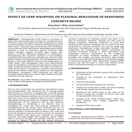 IRJET-Effect of GFRP Wrapping on Flexural Behaviour of Reinfored Concrete Beams