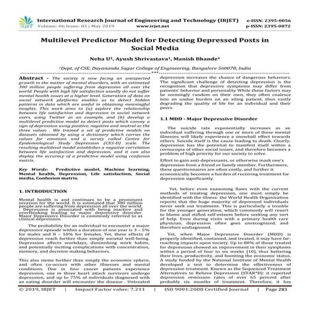 Social Media Sentiment Analysis fro Depression detection Using Machine ...