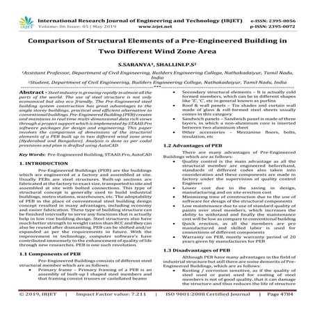 IRJET- Comparison of Structural Elements of a Pre-Engineered Building in Two ...