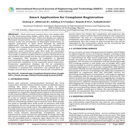 IRJET- Smart Application for Complaint Registration