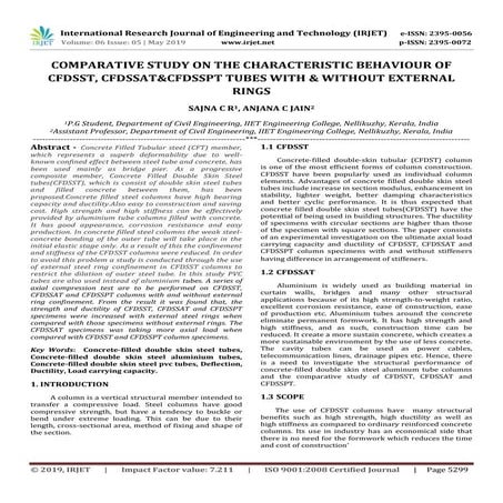 IRJET- Comparative Study on the Characteristic Behaviour of CFDSST, CFDSSAT &...