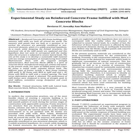 IRJET- Experimental Study on Reinforced Concrete Frame Infilled with Mud Conc...
