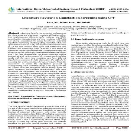 IRJET- 	  Literature Review on Liquefaction Screening using CPT