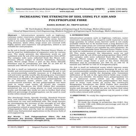 IRJET-  	  Increasing the Strength of Soil using Fly Ash and Polyproplene Fibre