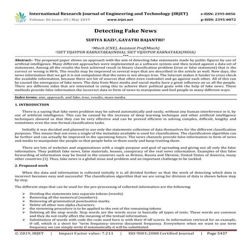 IRJET- Detecting Fake News