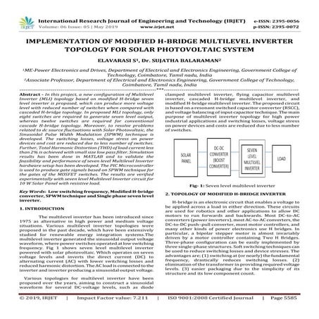 IRJET-  	  Implementation of Modified H-Bridge Multilevel Inverter Topology f...