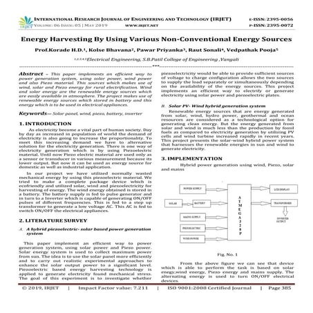 IRJET- Energy Harvesting by using Various Non-Conventional Energy Sources