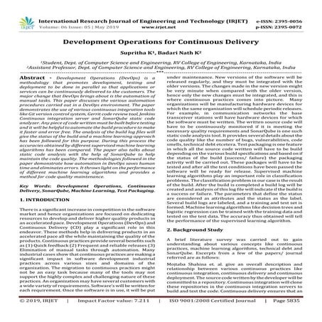 IRJET- Development Operations for Continuous Delivery