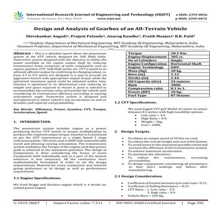 IRJET- Design and Analysis of Gearbox of an All-Terrain Vehicle