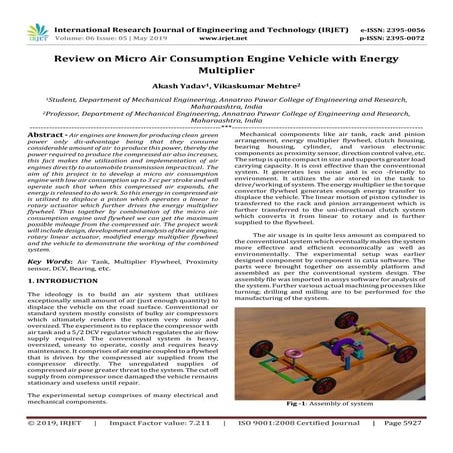IRJET- Review on Micro Air Consumption Engine Vehicle with Energy Multiplier