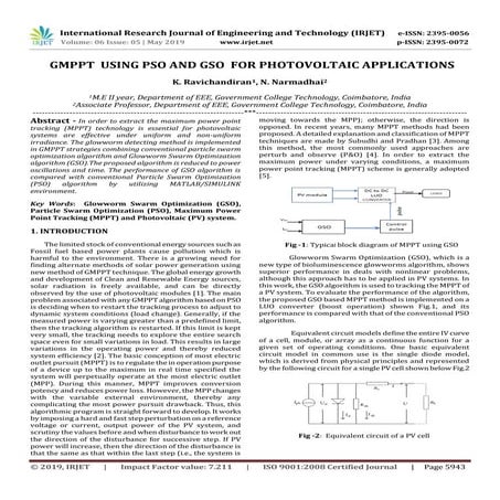 IRJET- GMPPT using PSO and GSO for Photovoltaic Applications