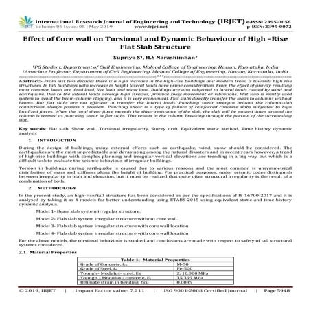 IRJET- Effect of Core Wall on Torsional and Dynamic Behaviour of High –Rise F...