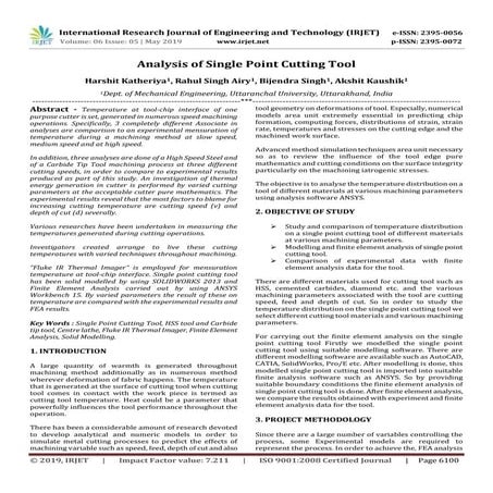 IRJET- Analysis of Single Point Cutting Tool