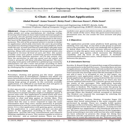 IRJET- G-Chat: A Game and Chat Application