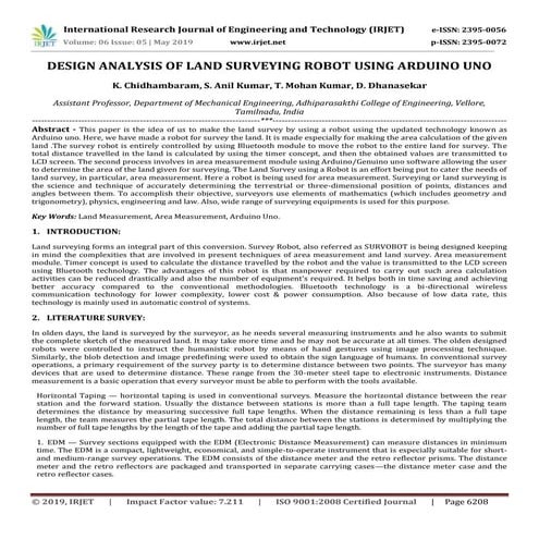 IRJET- Design Analysis of Land Surveying Robot using Arduino UNO