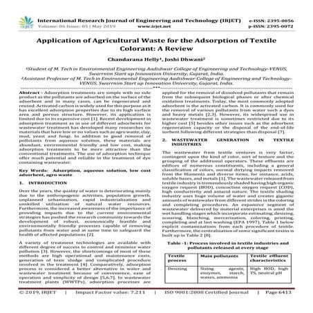 WASTE WATER AND ITS TREATMENT IN TEXTILE INDUSTRY | PPTX