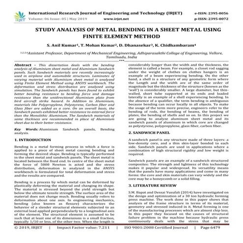 IRJET-  	  Study Analysis of Metal Bending in a Sheet Metal using Finite Elem...
