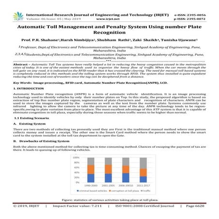 IRJET- Automatic Toll Management and Penalty System using Number Plate Recogn...