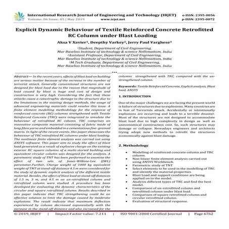 IRJET- Explicit Dynamic Behaviour of Textile Reinforced Concrete Retrofitted ...