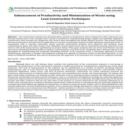 Analysis of Productivity in Construction | PDF
