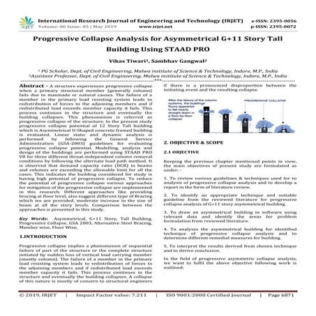 IRJET- Progressive Collapse Analysis for Asymmetrical G+11 Story Tall Buildin...