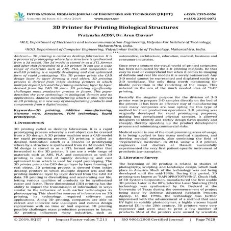 IRJET- 3D Printer for Printing Biological Structures