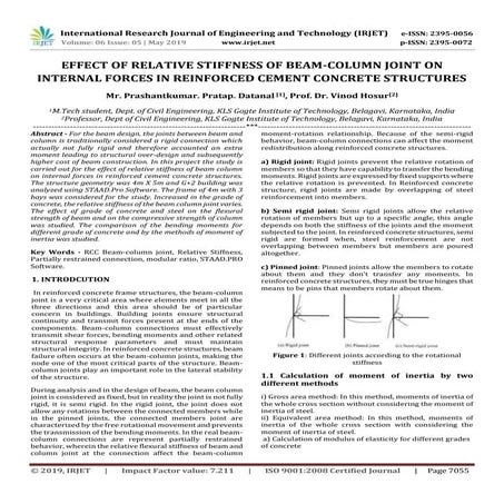 IRJET- Effect of Relative Stiffness of Beam-Column Joint on Internal Forces i...