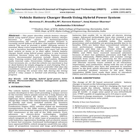 IRJET- Vehicle Battery Charger Booth using Hybrid Power System