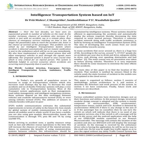 IRJET-  	  Intelligence Transportation System based on IoT