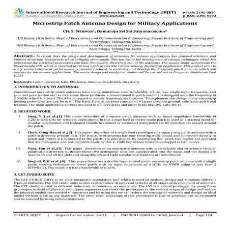 IRJET- Microstrip Patch Antenna Design for Military Applications