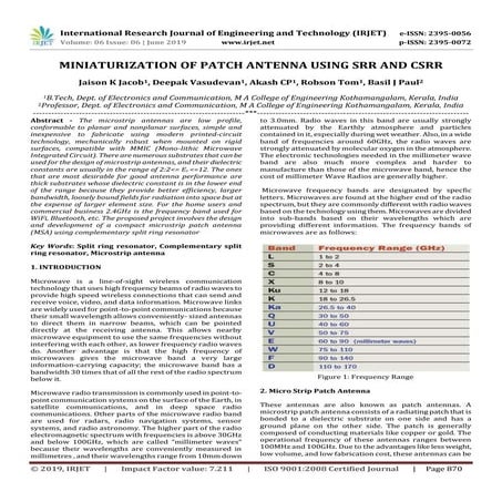 IRJET- Miniaturization of Patch Antenna using SRR and CSRR