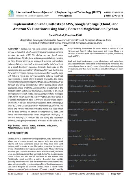 IRJET-  	  Implementation and Unittests of AWS, Google Storage (Cloud) and Am...