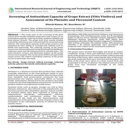 IRJET-  	  Screening of Antioxidant Capacity of Grape Extract (Vitis Vinifera...