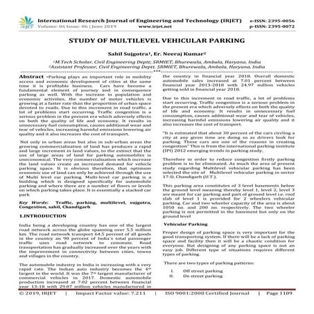 IRJET- Study of Multilevel Vehicular Parking