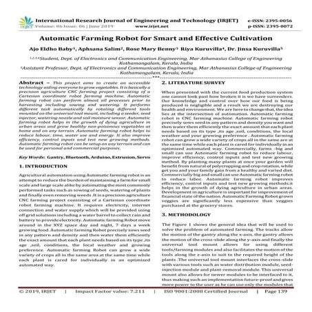 IRJET- Automatic Farming Robot for Smart and Effective Cultivation