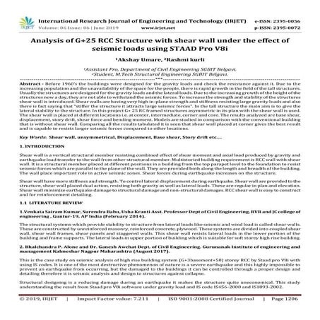 IRJET-  	  Analysis of G+25 RCC Structure with Shear Wall under the Effect of...