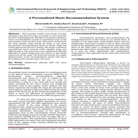 IRJET- A Personalized Music Recommendation System