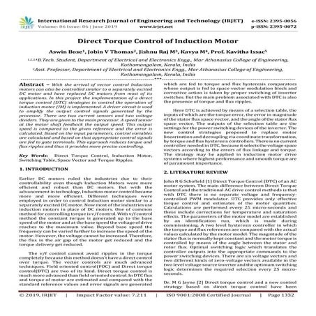 IRJET-  	  Direct Torque Control of Induction Motor